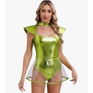 iEFiEL Women's green Space Alien Cosplay costume Size Small Green Festival